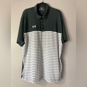 Under Armour Black and White Striped Polo Shirt